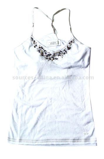  Ladies` Knitted Vest with Beads