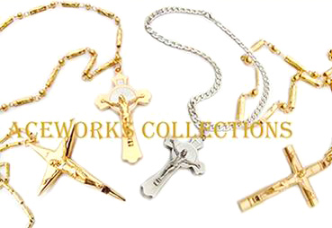  Religious Jewelry, Metal Statue Necklace, Crucifix Necklace (Religious Jewelry, Metal Statue Collier, Crucifix Collier)