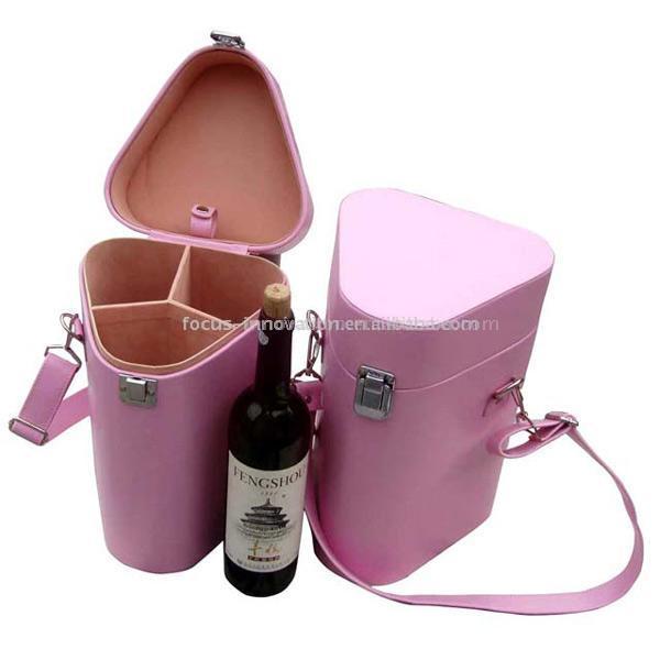  Pink Leather Wine Carrier (Розовые вина перевозчика кожа)