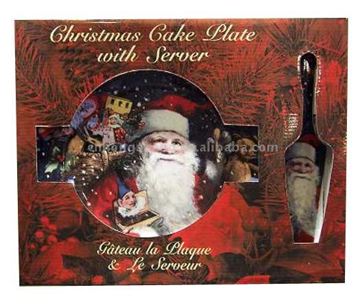  Decorative Christmas Plate with Gift Box (Assiette de décoration de Noël avec boîte-cadeau)