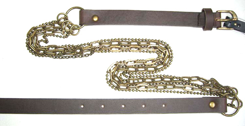  Fashion PU Leather Belt with Metal Chain
