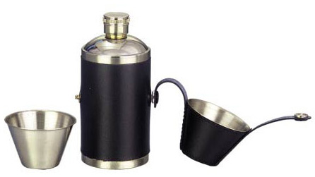  Round Hip Flask with Small Cups (Round Flachmann mit kleinen Tassen)
