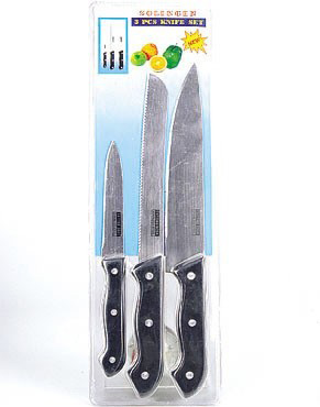  3pc Knife Set W/Plastic Handle