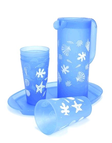  Plastic Juice Pitcher with 6pc Cup with Tray