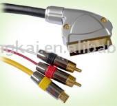  SCART Plug to 2 x RCA + S-VHS Plug Metal Hood (SCART штекер к 2 х RCA + S-VHS Plug Metal Hood)