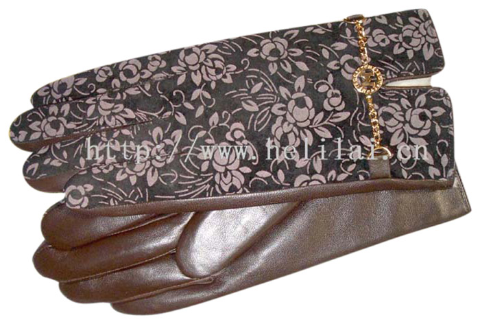 Suede Gloves with Printing Flower (Замшевые перчатки с печатью Цветочные)