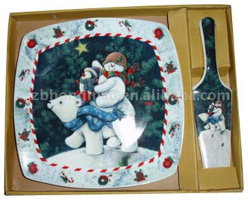  Square Cake Plate with Server ( Square Cake Plate with Server)