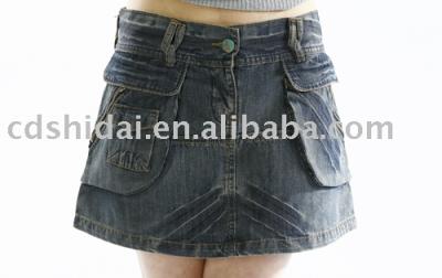 ladies` jean skirt with brand name (Дамские Жан юбка с логотипом фирмы)