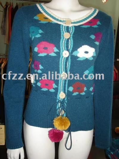 LADIES` KNITTED CARDIGAN