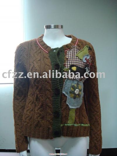 LADIES` KNITTED CARDIGAN