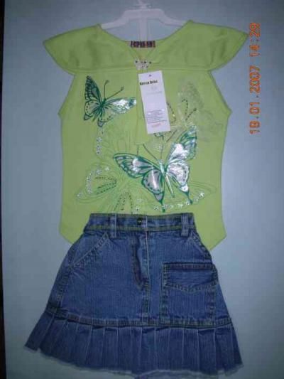 Girls Knit X Denim 2pc Set