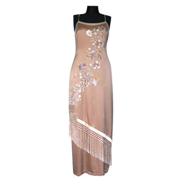 100% Silk Hand-Embroidered Evening Dress (100% шелк ручной вышивкой Вечернее платье)