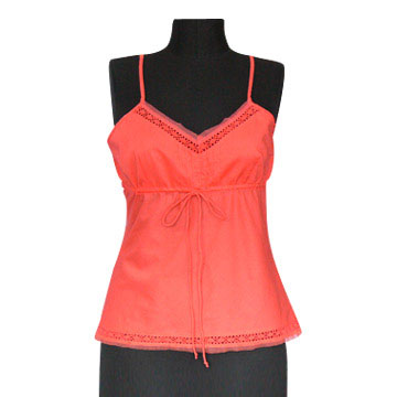 Ladies` Cotton Top with Lace and Mesh (Ladies `Cotton Top avec dentelle et Mesh)