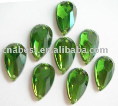 Acrylic Rhinestone - double hole for sewing - drop shape