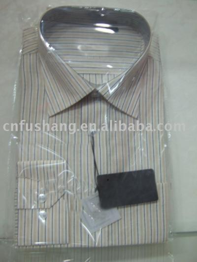 L/S Blue Striped shirt With White Trim (L / S Chemise bleue rayée de blanc Garniture)