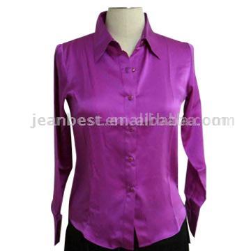 100% Silk Satin Shirt with Long Sleeves (100% Silk Satin Shirt with Long Sleeves)