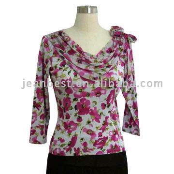 Ladies` 3/4 Sleeve Blouse, Cowl Neck and Tie (Ladies` 3/4 Sleeve Blouse, Cowl Neck and Tie)