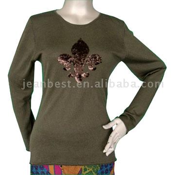 Silk Cashmere Long Sleeve Sweater with Sequins (Silk Cashmere Long Sleeve Sweater with Sequins)
