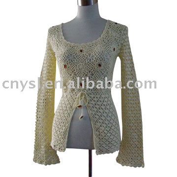 Ladies` hand-knitted pullover with shinning stone (Ladies` hand-knitted pullover with shinning stone)