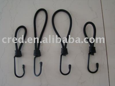 hook is 6cm long with plasticized 3mm thick metal elastic cord is 6mm thick