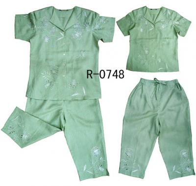 Ladies` Ramie Capri Set