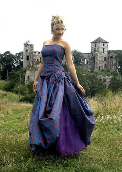 Wedding Tartan Silk Gown, Corset Skirt (Tartan robe de mariée en soie, Corset Jupe)