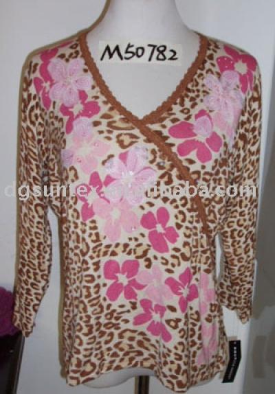 ladies` knitted sweater w/printing %26 beading (Mesdames `pulls tricotés w /% 26 perles d`impression)