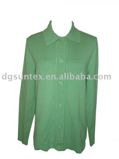 ladies` 14 gauge 100% cotton knitted cardigan (Mesdames calibre 14 `100% coton tricotés cardigan)