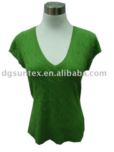 ladies` 100% cashmere like sweater w/cable (Mesdames `100% cachemire chandail comme W / câble)