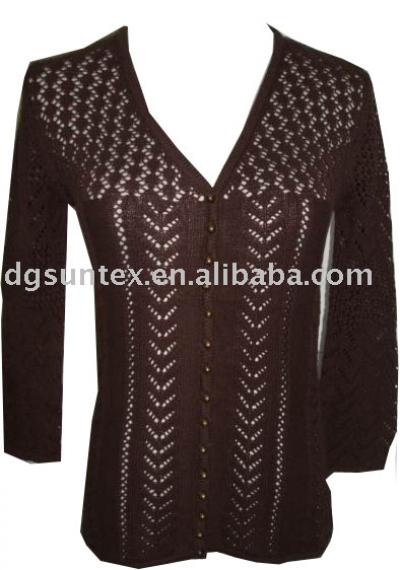 ladies` 100% cotton knitted sweaters w/pointable all over (Mesdames `100% coton tricoté des chandails w / pointables partout)