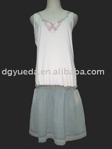Ladies` Jeans Dress With Jersey Top 100% Cotton (Ladies` Jeans Dress With Jersey Top 100% Cotton)