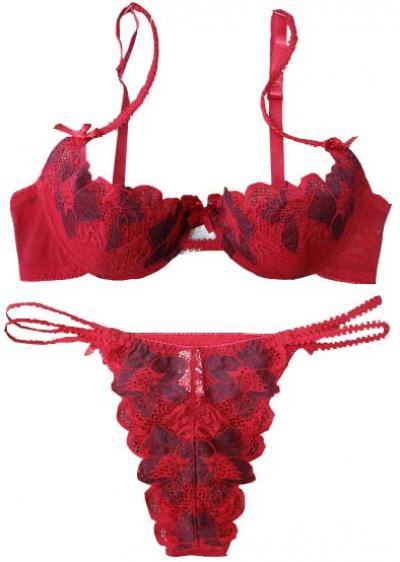 Ladies emb. bra %26 thong set (Mesdames EMB. 26% Soutien-gorge Ensemble String)