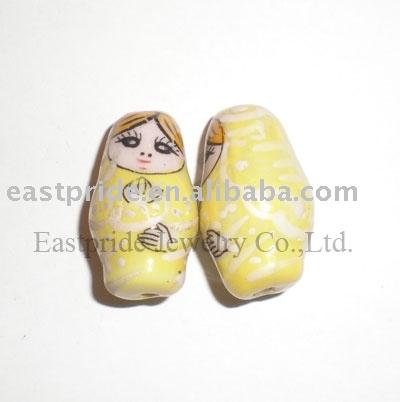 Lovely ceramic doll beads (CMBD119-04) (Belle poupée de perles en céramique (CMBD119-04))