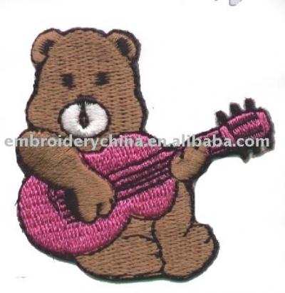 Embroidery Bear Playing Guitar Patch (Embroidery Bear Playing Guitar Patch)