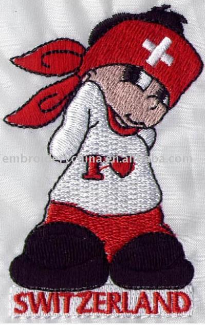 embroidery flag boy patch for kids garments (embroidery flag boy patch for kids garments)