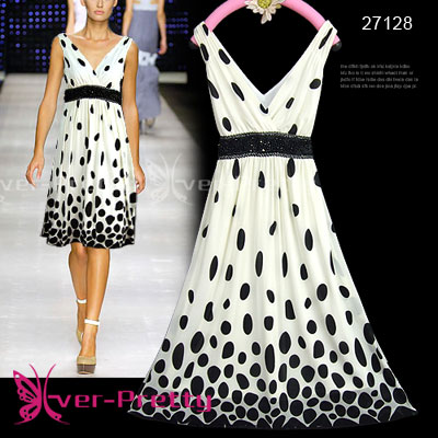 Nwt Sexy V Neck Polka Dots Dress Hf-27128 (NWT Sexy col en V Polka Dots Dress Hf-27128)