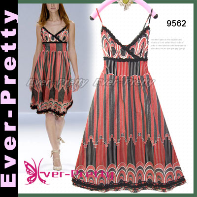 New Red Lovely V Neck Cotton Dress He-09562 (Новые Red Lovely V Neck ситцевом платье Он-09562)