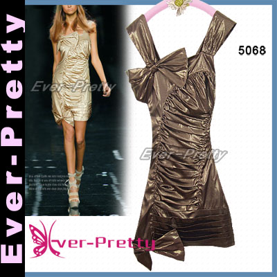 2008 Gorgeous Brown Ruched Cocktail Dress W Bow 7d-05068 (2008 Gorgeous Браун Ruched коктейльное платье W Bow 7d-05068)