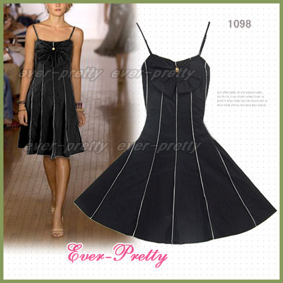 Big Black Bow With Pleats Cocktail Dress 7d-01098 (Big Black Bow With Pleats Cocktail Dress 7d-01098)