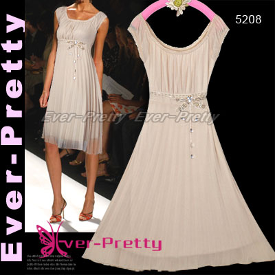 New Beaded Beige Fitted Empire Dress Ft-05208 (New Beaded Beige Fitted Empire Dress Ft-05208)