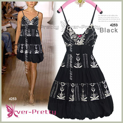Black Embroidery Balloon Dress Hf-02739 (Black Embroidery Balloon Dress Hf-02739)