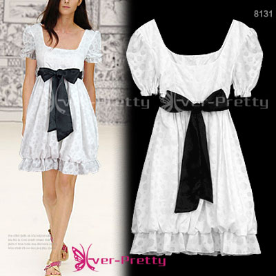 White Polka Dots Balloon Dress 7d-08131 (Белый Polka Dots Balloon платье 7d-08131)