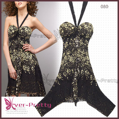 Nwt Sexy Halter Lace Cocktail Dress Xw-00080 (Nwt Sexy Halter Lace Cocktail Dress Xw-00080)