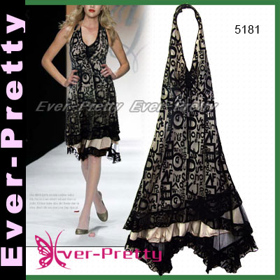 Fab Black Lace Halter Cocktail Dress Ft-05181 (Fab Black Lace Halter Cocktail Dress Ft-05181)