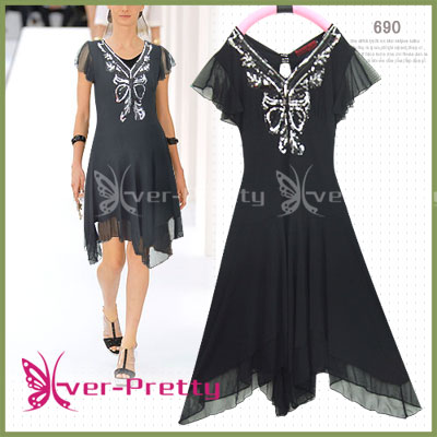 Fitted Black Beaded Polyester Dress Ft-00690 (Fitted Black Beaded Polyester Dress Ft-00690)