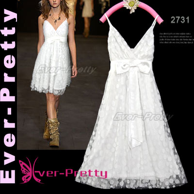 Sexy White Polka Dot Empire Party Dress Hf-02731 (Sexy White Polka Dot Empire Party Dress Hf-02731)
