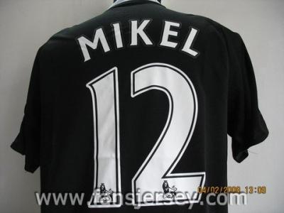 08/09 season #12 Mikel Famous soccer club team Away black color sewn t shirts, s (08/09 Season # 12 Mikel célèbre club de football équipe à l`extérieur des T)
