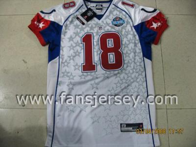 2008 Pro Bowl Colts #18 Peyton Manning white sz 48 (2008 Pro Bowl Colts Peyton Manning # 18 sz blanc 48)