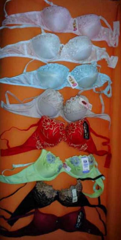 Various styles and colors stock bras