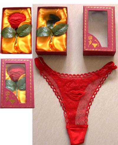 Romantic %26 Novelty lingerie rose/G-string gift set-Valentine`s day gift